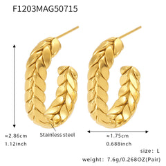 Woven Texture Two-Tone Hoop Earrings