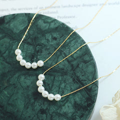 Pearl-Look Beaded Arc Pendant Necklace