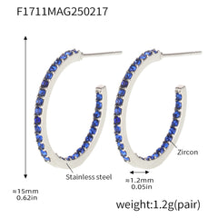 Cubic Zirconia Open Hoop Earrings