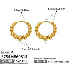 Gold-Tone Beaded Huggie Hoop Earrings