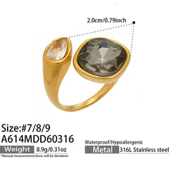 Colorful Glass Stone Statement Rings