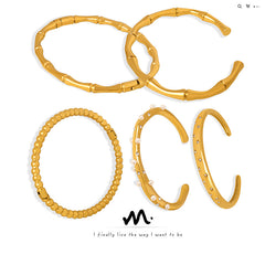 18K Gold-Plated & Silver-Tone Open Bangle Bracelets