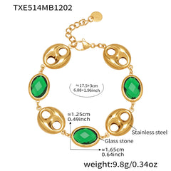 Oval Glass Accent Link Necklace or Bracelet