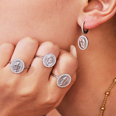 Oval Portrait-Relief Ring or Drop Earrings