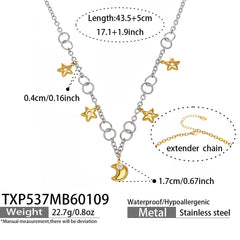 Star & Crescent Moon Charm Necklace or Bracelet