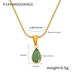 Green Teardrop Pendant Necklace
