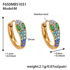 18K Gold-Plated Snake-Design Cubic Zirconia Huggie Earrings