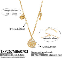 18K Gold-Plated Cubic Zirconia Padlock Jewelry
