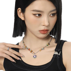 Nicolette Glass Heart Choker Necklace