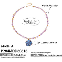 18K Gold-Plated Resin Flower & Crystal Beaded Necklaces