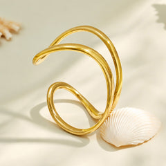 18K Gold-Plated Geometric Openwork Bangle