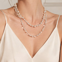 Shell Pearl-Look & Clear Bead Necklace
