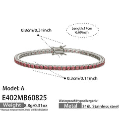 Cubic Zirconia Stainless Steel Tennis Bracelets