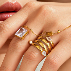 Cubic Zirconia Geometric Statement Ring