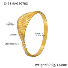 18K Gold-Plated Cubic Zirconia Wave Clasp Bracelet