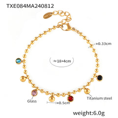18K Gold-Plated Colored Glass Charm Necklace or Bracelet