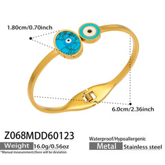 Evil Eye and Natural Stone Open Bangle Collection
