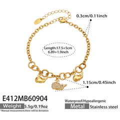 Dolphin Charm and Layered Cubic Zirconia Bracelets
