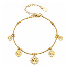 Cubic Zirconia Tree of Life Charm Bracelet