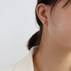 Textured Sphere Stainless Steel Stud Earrings