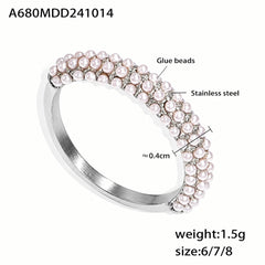 Cubic Zirconia or Pearl-Look Accent Ring