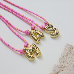 Chunky Gemstone Accented Initial Rope Necklace