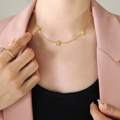18K Gold-Plated Star Cubic Zirconia Necklace or Bracelet