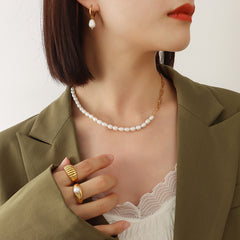 Freshwater Pearl Mixed Link Necklace