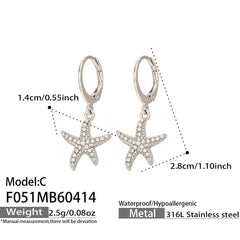 18K Gold-Plated Starfish Drop Hoop Earrings