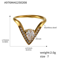 Cubic Zirconia V-Shaped Open Ring