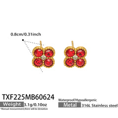 Color Four-Petal Cubic Zirconia Necklace and Earrings