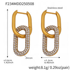 Cubic Zirconia Double Oval Hoop Earrings