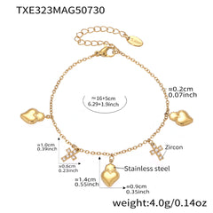 Cubic Zirconia Heart and Cross Charm Jewelry