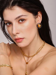 18K Gold-Plated Resin Dome Stud Earrings