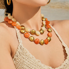 Color Resin Bead Necklace and Bracelet