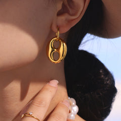 18K Gold-Plated Hollow Coffee Bean Earrings
