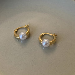 Nicolette Vintage-Inspired Pearl Round Stud Earrings