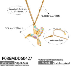 18K Gold-Plated Colored Bird Pendant Necklace