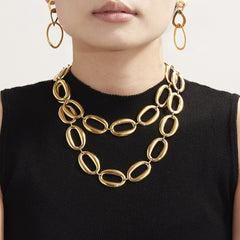Polished Oval Link Necklace and Bracelet