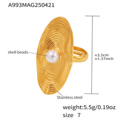 Pearl-Look Oval Fingerprint Ring