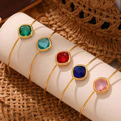 Faceted Glass Open Cuff Bracelet