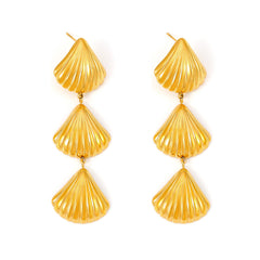 Gold-Tone Triple Shell Drop Earrings