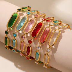 Colored Glass Link Bracelet