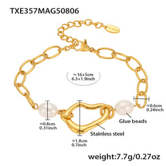 18K Gold-Plated Heart Link Necklace or Bracelet
