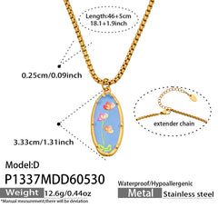 18K Gold-Plated Floral Enamel Pendant Necklace