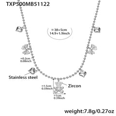 Bear & Heart Charm Necklace, Bracelet, Anklet & Earrings