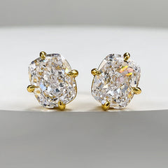 Chunky Rectangle Diamond Stud Earrings