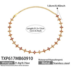 18K Gold-Plated Color Cubic Zirconia Flower Jewelry