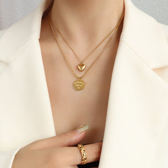 Layered Heart and Coin Necklace