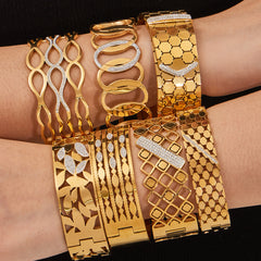 Openwork & Textured Stainless Steel Statement Cuffs